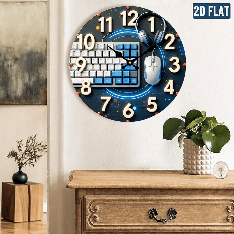 Office Tech Room - Horloge murale en bois de style