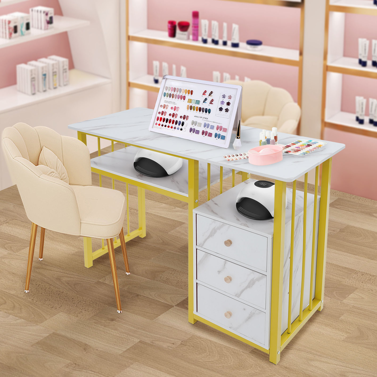 Table de manucure dorée de 39, - Office Tech Room avis et prix